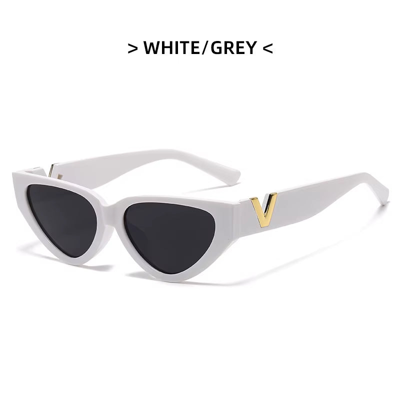 Luxury Glamour Women Brand Sunglasses Fashion V Designer Glasses Cat Eye Stylish Runway Ladies Eyewear UV400