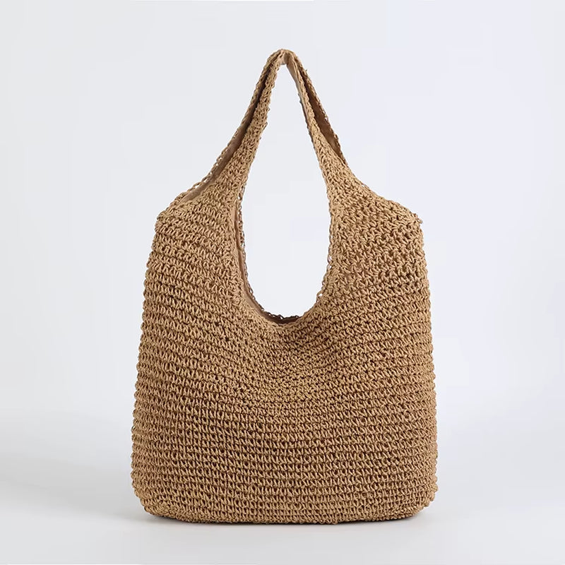 2023 Fashion Rattan Women Shoulder Bags Wikcer Woven Female Handbags Large Capacity Summer Beach Straw Bags Casual Tote Purses